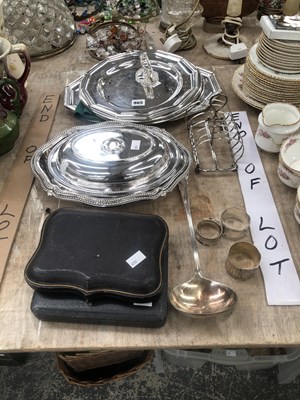 Lot 965 - Electroplate dishes, a toast rack, a soup...