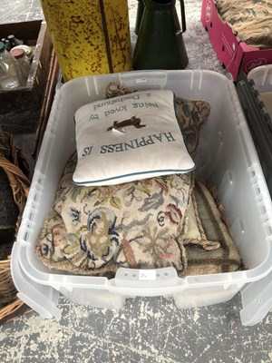 Lot 967 - Cushions, baskets, ladies hats together with...