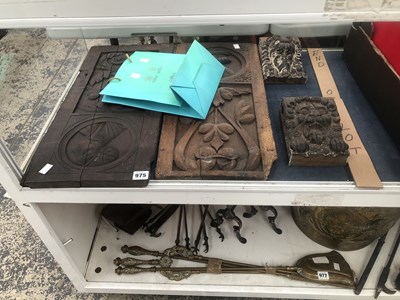 Lot 975 - A pair of carved lion mask brackets together...