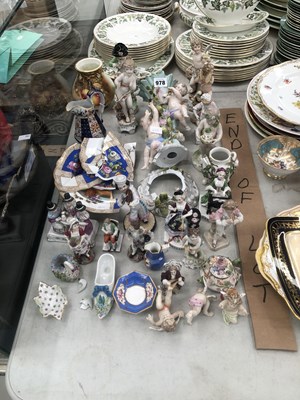 Lot 978 - German and a Derby porcelain figures, a 19th...