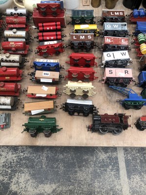 Lot 990 - A Hornby 0 guage clockwork locomotive together...