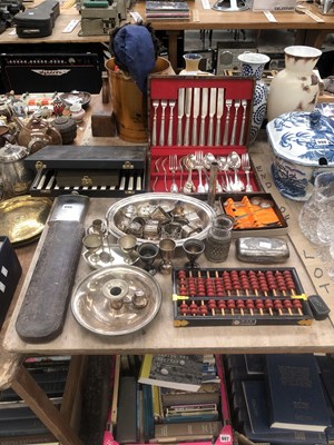 Lot 996 - Cased and loose electroplate cutlery, a dish...