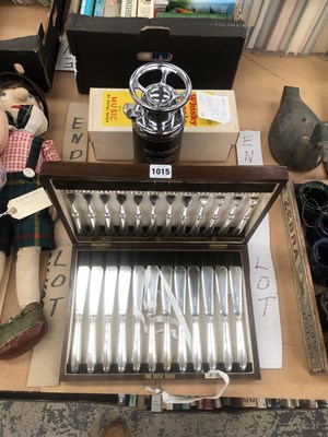 Lot 1015 - A cased set of Walker and Hall fish knives and...