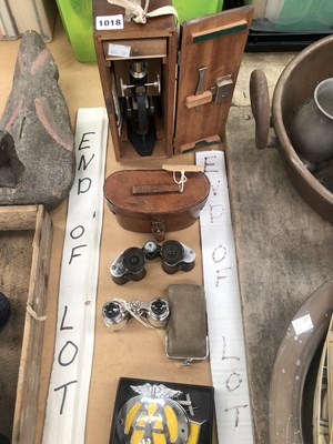Lot 1018 - Leather cased Zeiss binoculars, opera glasses,...
