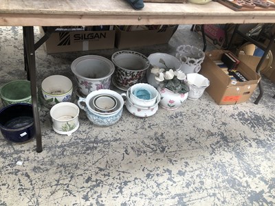 Lot 1021 - Planters, chamber pots, books and a brass...