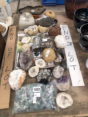 Lot 1022 - Quartz, amethyst and other crystals, a desert...