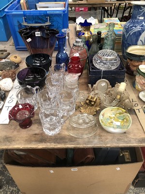 Lot 1023 - Art glass, a set of six glass mugs, vintage...