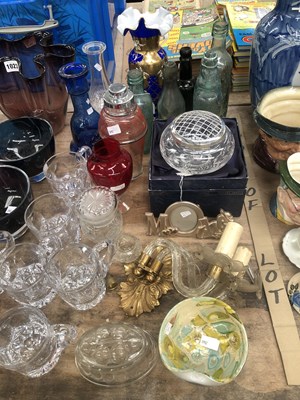 Lot 1023 - Art glass, a set of six glass mugs, vintage...