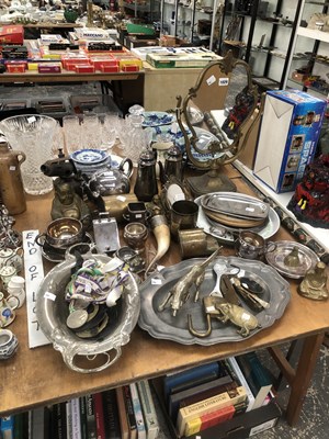 Lot 1029 - A brass framed dressing table mirror,...