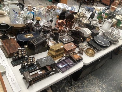 Lot 1128 - Electroplate, various boxes, a lantern, a...