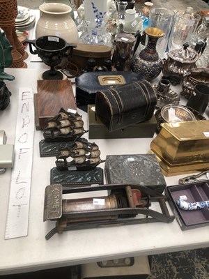 Lot 1128 - Electroplate, various boxes, a lantern, a...