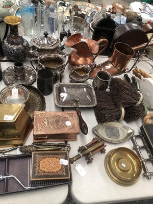 Lot 1128 - Electroplate, various boxes, a lantern, a...