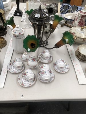 Lot 1130 - A chandelier with five orange and green glass...