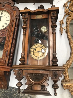 Lot 1139 - Two Vienna regulator wall clocks, one mahogany...