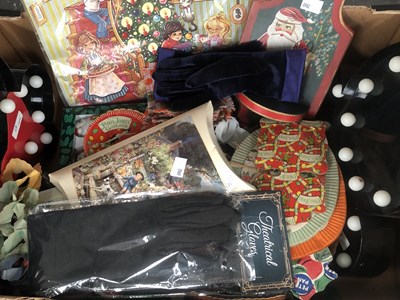 Lot 1145 - Christmas decorations, theatrical gloves, etc