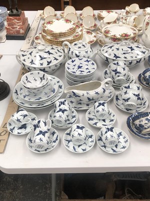Lot 1147 - A blue and white service Hong Kong decorated...
