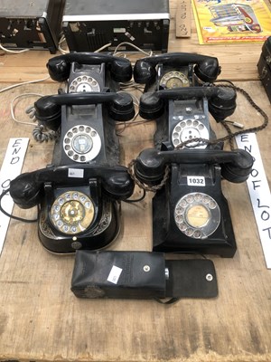Lot 1032 - 6 vintage telephones and a sound meter.