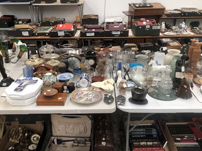 Lot 1154 - A pair of celery vases, clocks, advertising...