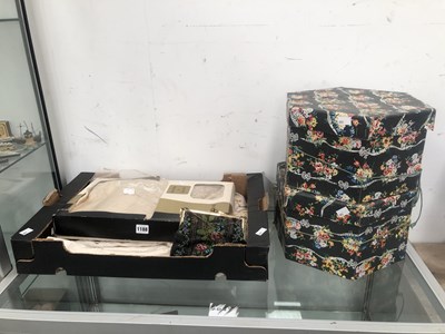 Lot 1188 - Two boxed lady's hats, a bead work bag...