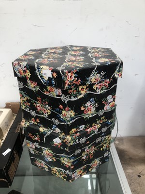 Lot 1188 - Two boxed lady's hats, a bead work bag...