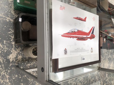 Lot 1192 - A framed print of a Red Arrows plane, together...