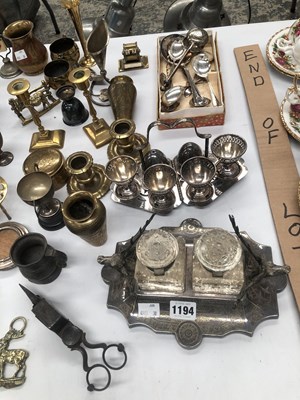 Lot 1194 - Electroplate to include an inkstand and an egg...