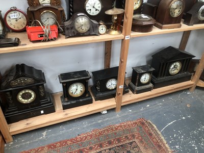 Lot 1198 - Five black slate cased mantle clocks