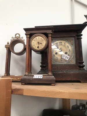 Lot 1199 - Seven mantle clocks, two clock cases, an arch...