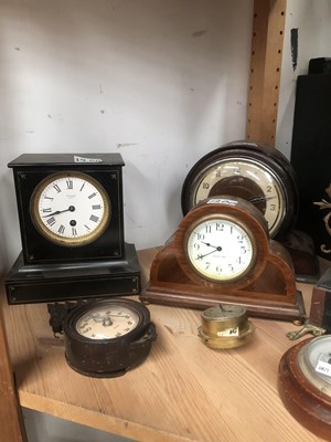 Lot 1200 - Five mantle clocks, two others, two wall...