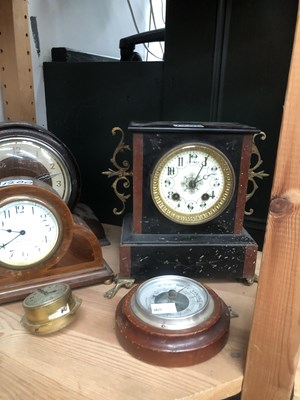 Lot 1200 - Five mantle clocks, two others, two wall...