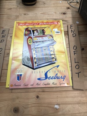 Lot 1087 - 2 tin signs; a juke box sign and a Mini sign.