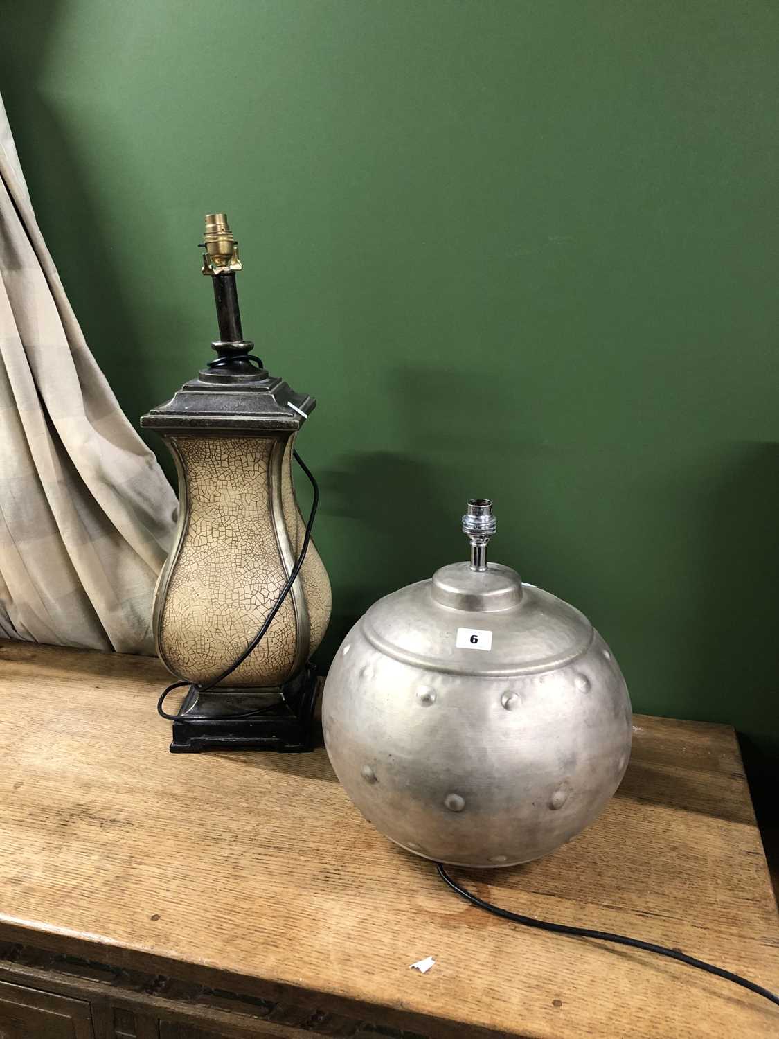 Lot 6 - Two table lamps, one aluminium and compressed...