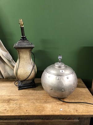Lot 6 - Two table lamps, one aluminium and compressed...