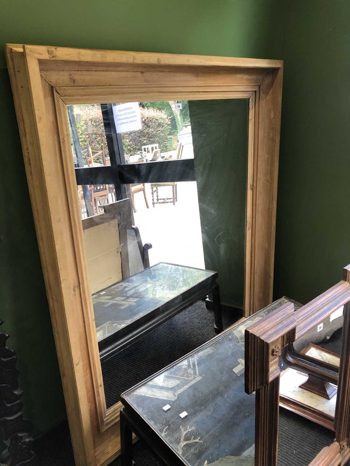 Lot 54 - A pine framed rectangular mirror.   157 x 134cms.