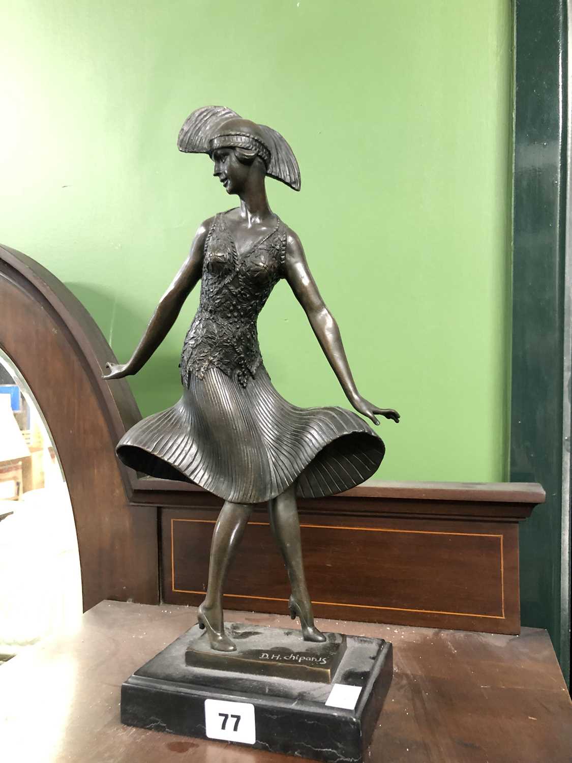 Lot 77 - After Chiparus, an Art Deco style bronze...