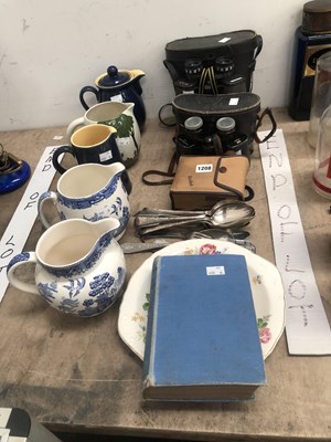 Lot 1208 - Cased binoculars, Denby and other jugs,...