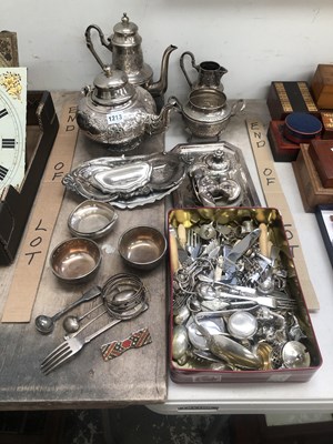 Lot 1213 - Some silver cutlery together with electroplate,...