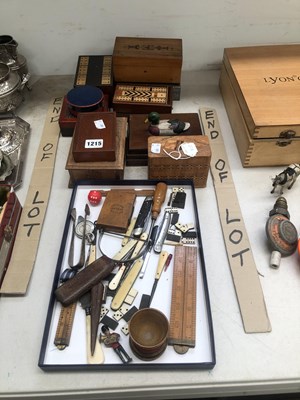 Lot 1215 - Bezique markers, boxes, draughtsmen, penknives,...