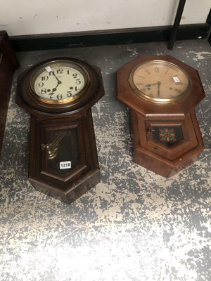 Lot 1218 - Two mahogany wall clocks with glazed doors...