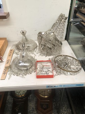 Lot 1219 - A pair of clear glass lustred ceiling lights,...