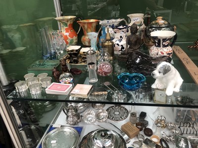 Lot 1237 - Mason's and other jugs, art glass, a bronze...