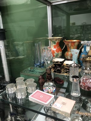 Lot 1237 - Mason's and other jugs, art glass, a bronze...