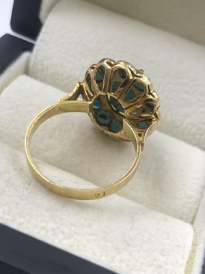 Lot 526 - A vintage turquoise cluster ring. Unhallmarked,...