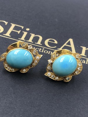 Lot 533 - A pair of vintage cabochon gemset and diamond...