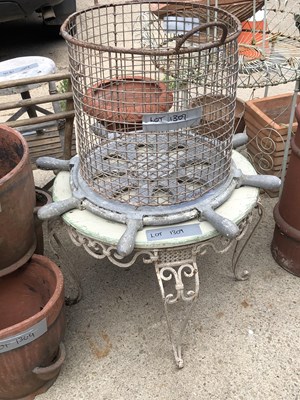 Lot 1309 - Six terracotta flower planters, an alloy boat...