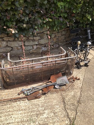Lot 1343 - Four Victorian fire guards, two pairs of fire...