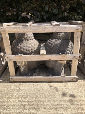 Lot 1346 - A pair of large eastern deity heads