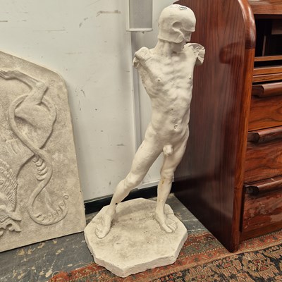 Lot 1409 - A plaster sculpture- Male nude after the...