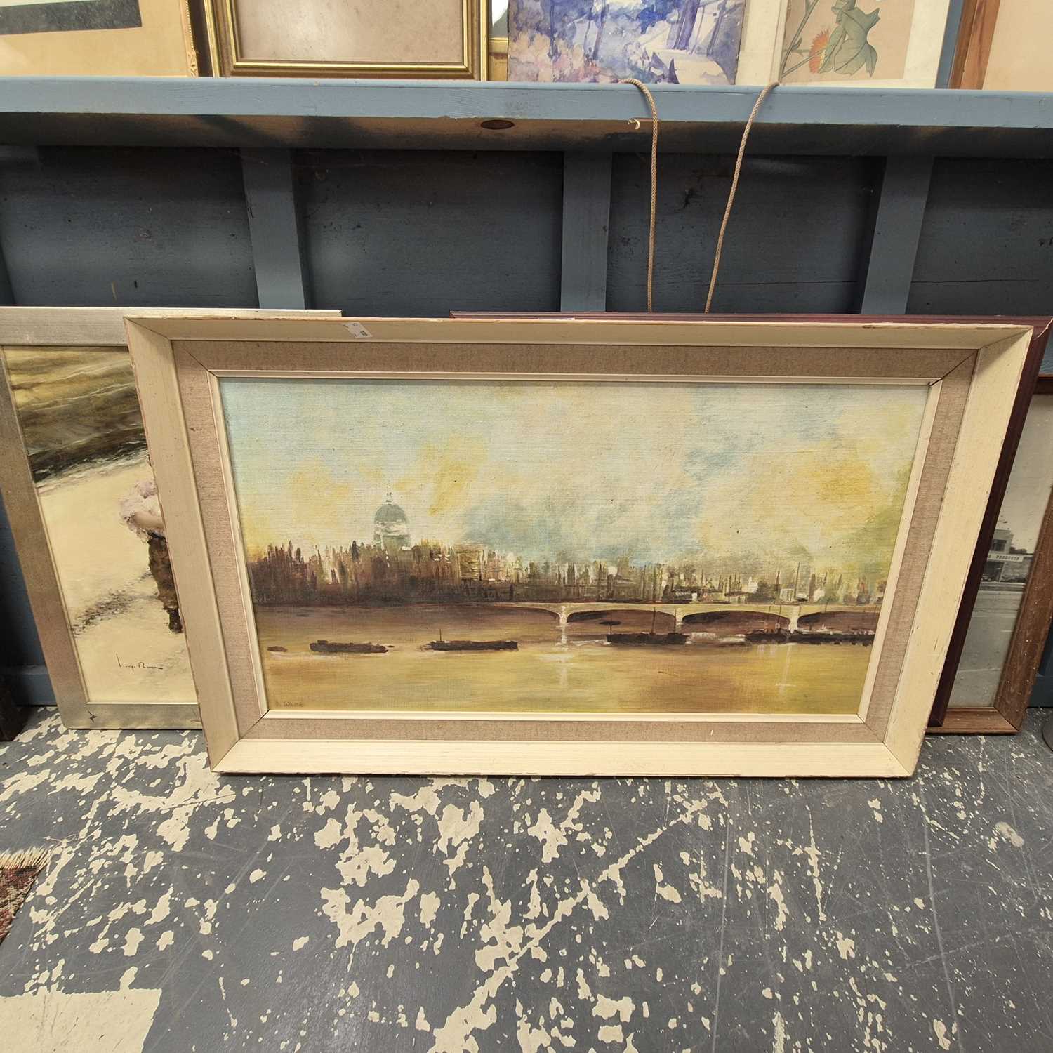 Lot 1419 - Two oil paintings, a vintage photograph and a...