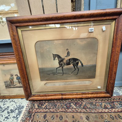 Lot 1421 - Four 19th century maple framed colour prints.